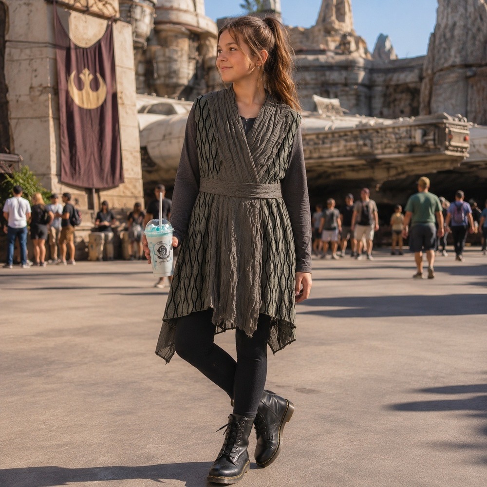 Star Wars Galaxy's Edge Rey Costume Tunic Kids XL Grey Olive Cosplay Jakku Vibe